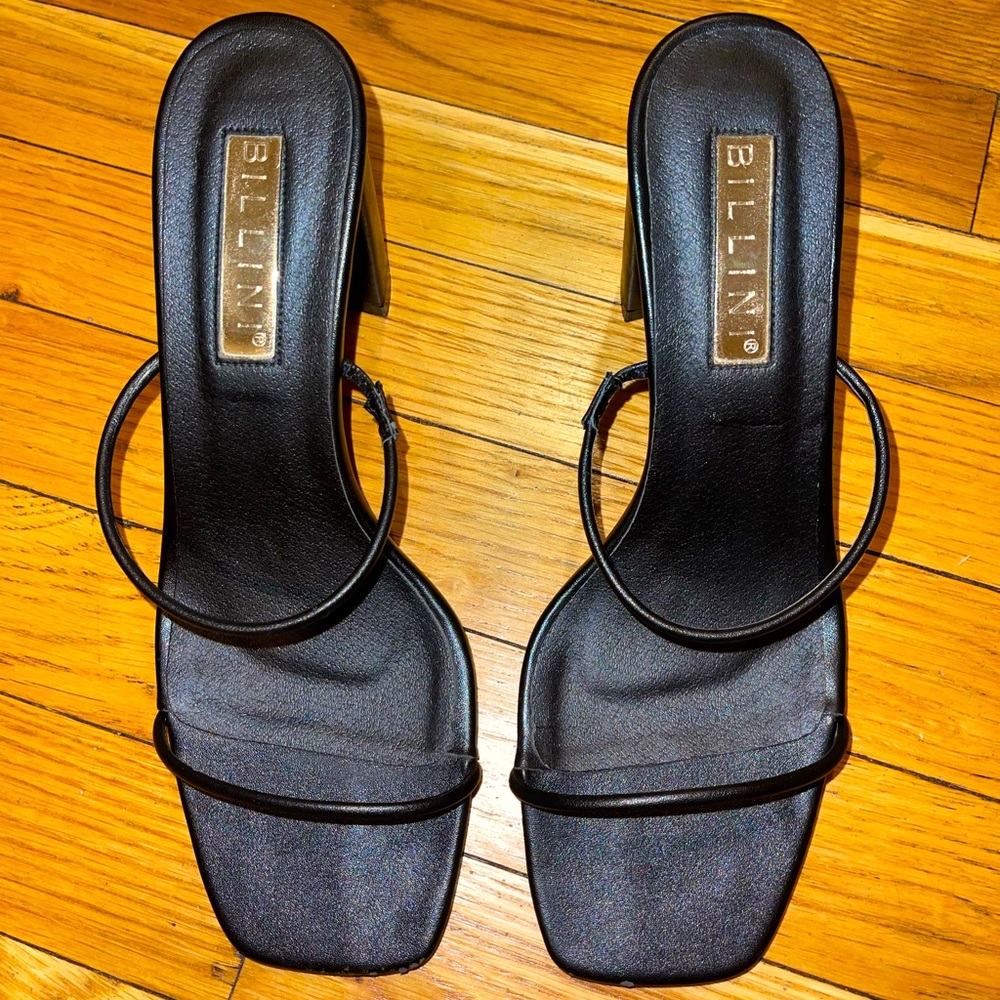 Square toe strapped heels